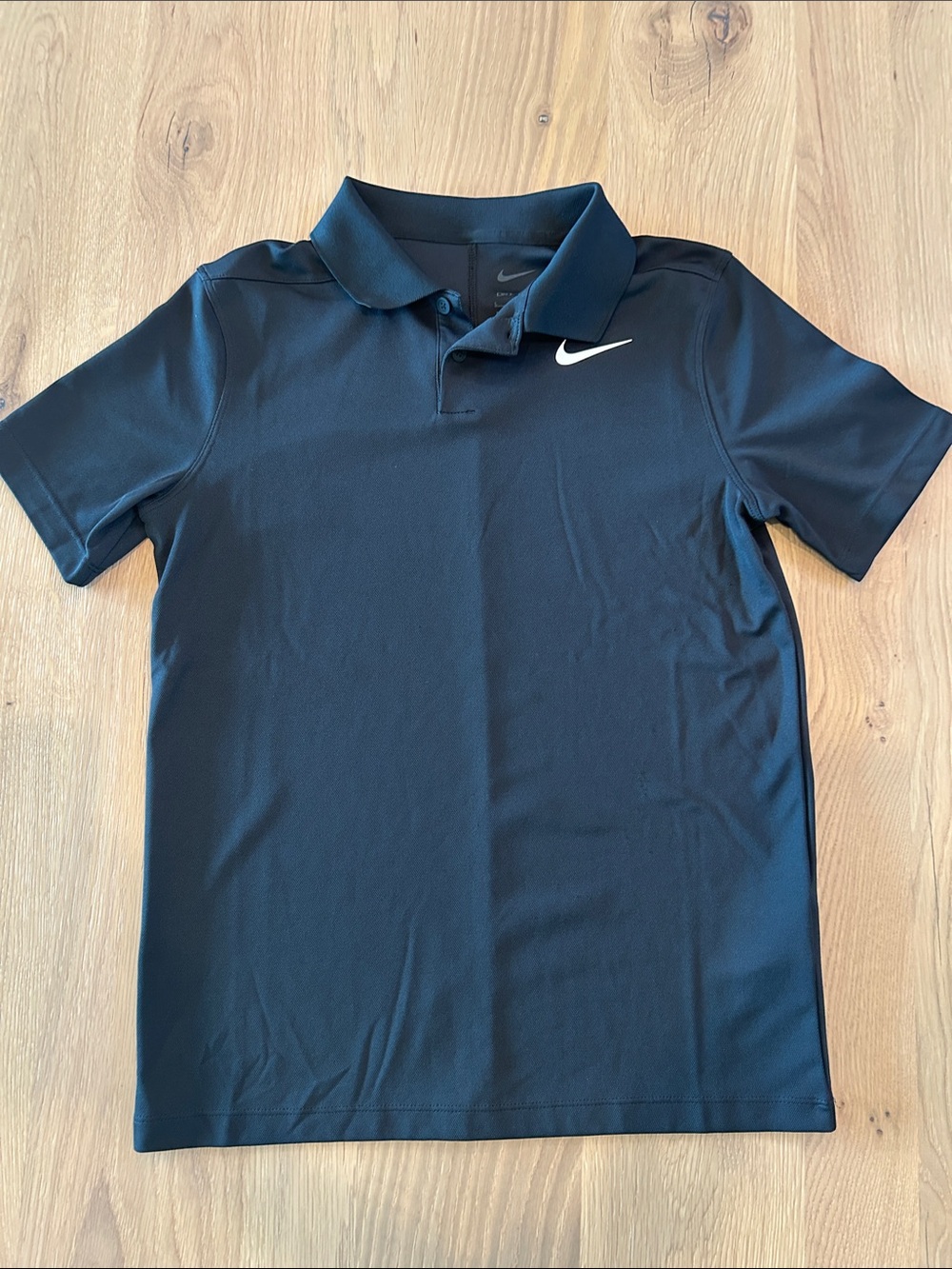 Nike Black Kids Polo with White Swoosh